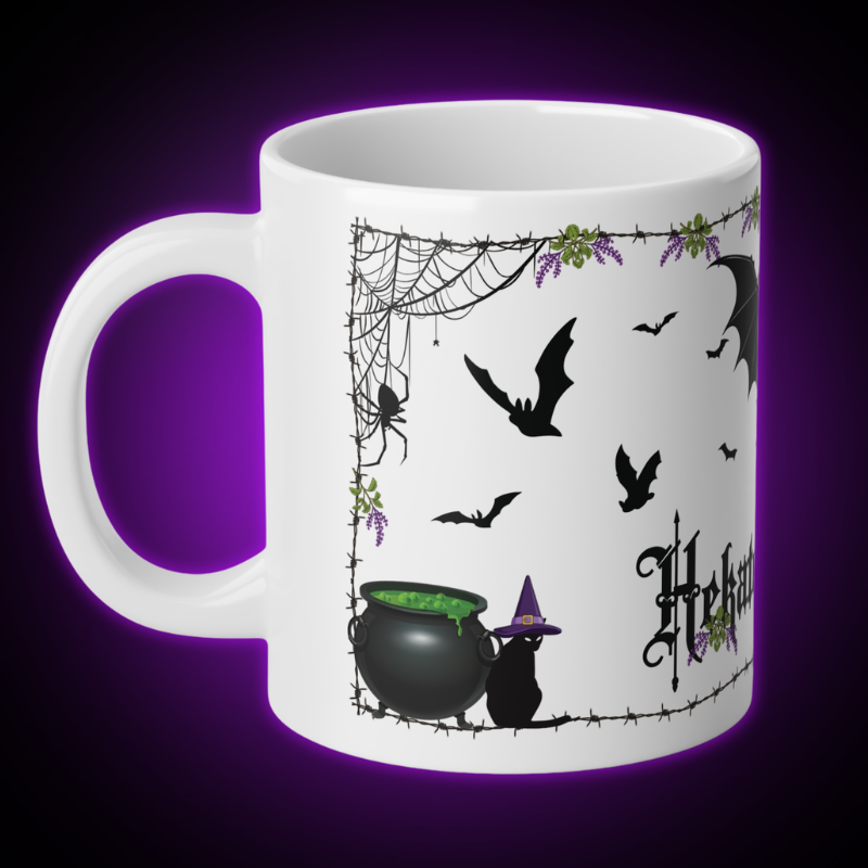 Barbed Wire Witchy Bats Mug | 20 oz. White