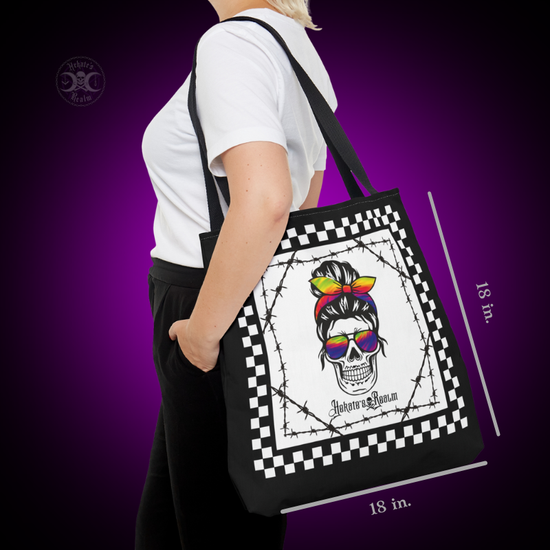 Checkered Rainbow Skull | Tote Bag