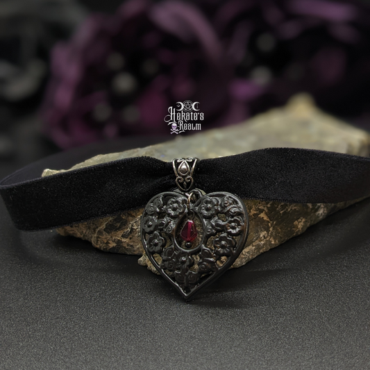 Garnet Black Heart Choker