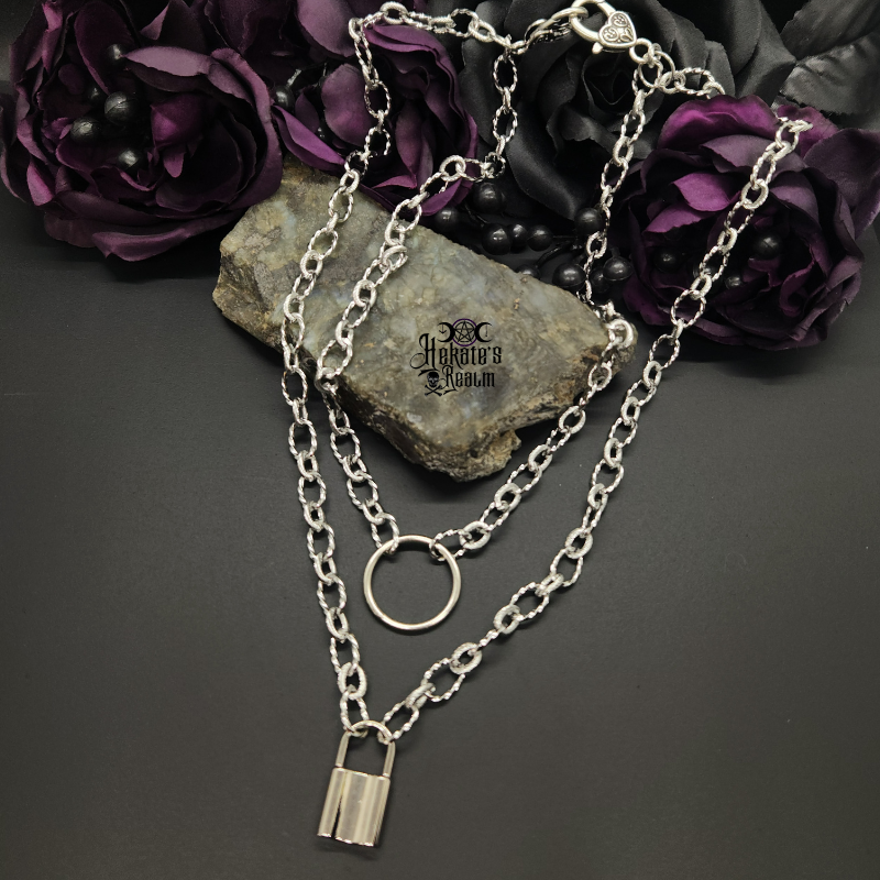 Lock Chain Necklace With a Padlock Pendant Grunge Aesthetic