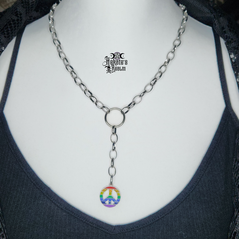 Rainbow Peace Rolo Necklace