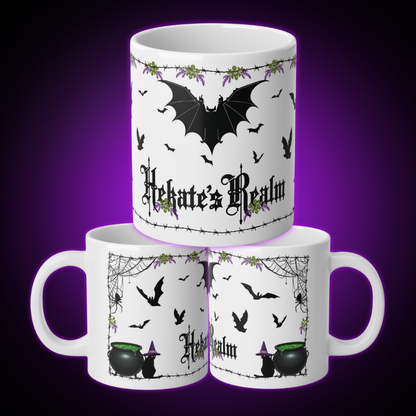 Barbed Wire Witchy Bats Mug | 20 oz. White