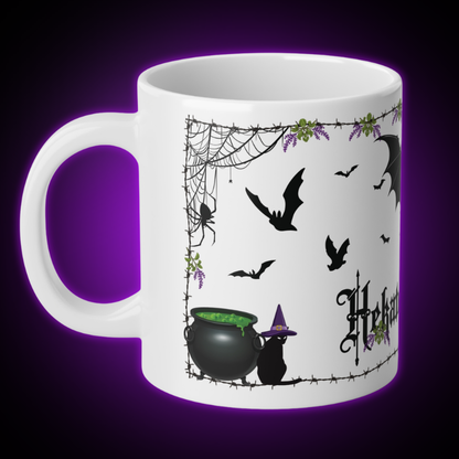 Barbed Wire Witchy Bats Mug | 20 oz. White