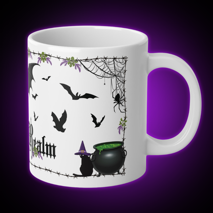 Barbed Wire Witchy Bats Mug | 20 oz. White