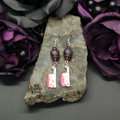 Bloody Cleaver Skull Earrings