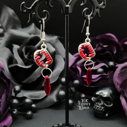 Bloody Vampire Teeth Earrings