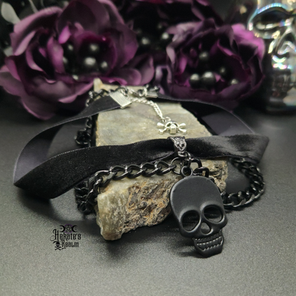 Black Skull Layered Choker