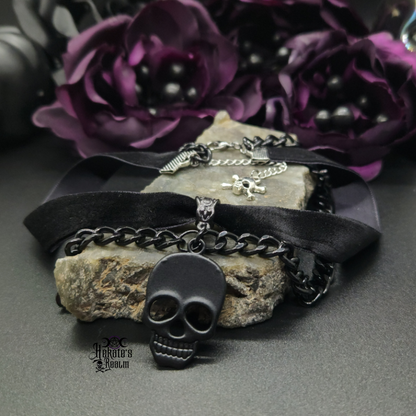 Black Skull Layered Choker