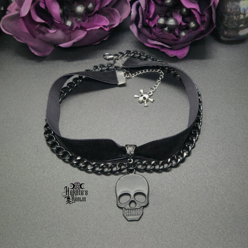 Black Skull Layered Choker