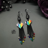 Black Skull Rainbow Earrings
