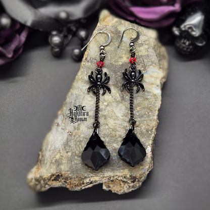 Black Spider Crystal Earrings