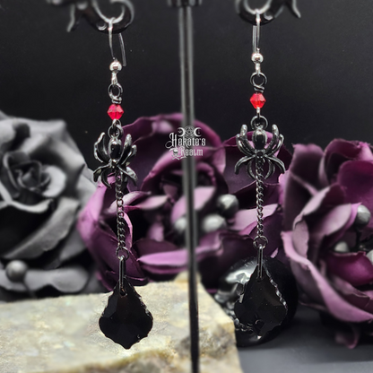 silver stud stainless steel black crystal vintage style spider earrings silver stud stainless steel black crystal vintage style spider earrings