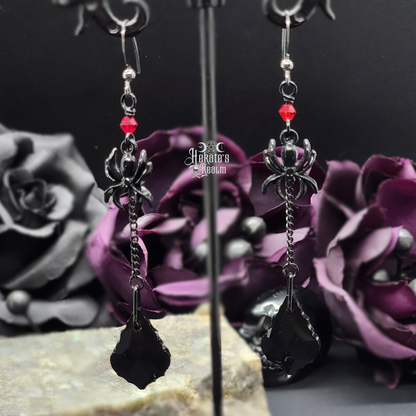 Black Spider Crystal Earrings