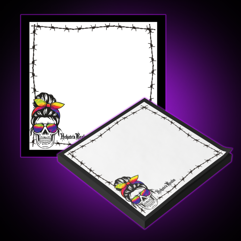 Barbed Wire Rainbow Skull | Sticky Notes