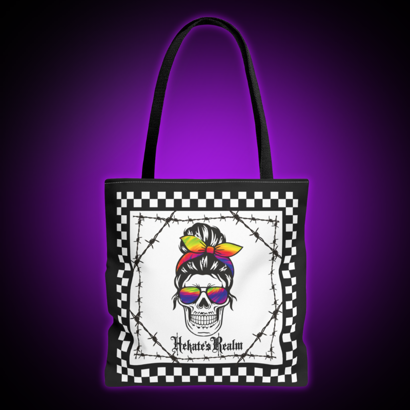 Checkered Rainbow Skull | Tote Bag