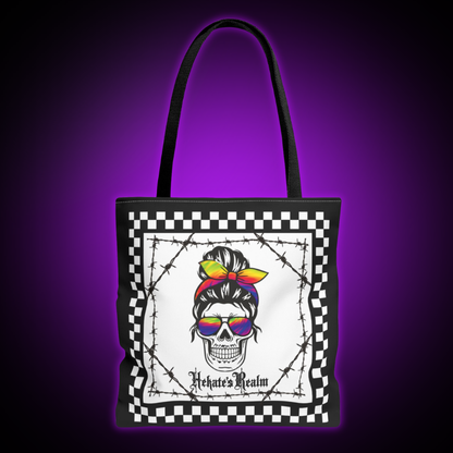 Checkered Rainbow Skull | Tote Bag