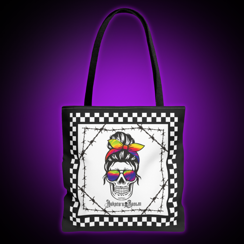 Checkered Rainbow Skull | Tote Bag