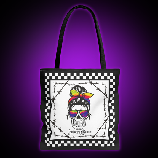 Checkered Rainbow Skull | Tote Bag