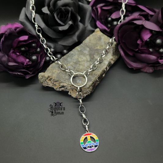 Rainbow Peace Rolo Necklace