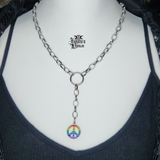 Rainbow Peace Rolo Necklace
