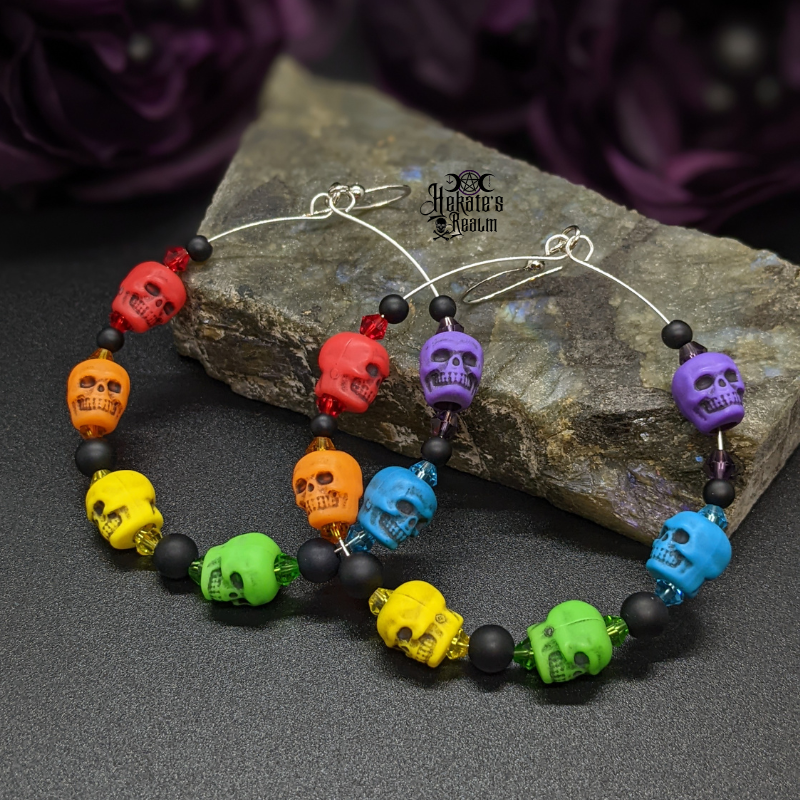 Rainbow Skulls Hoops