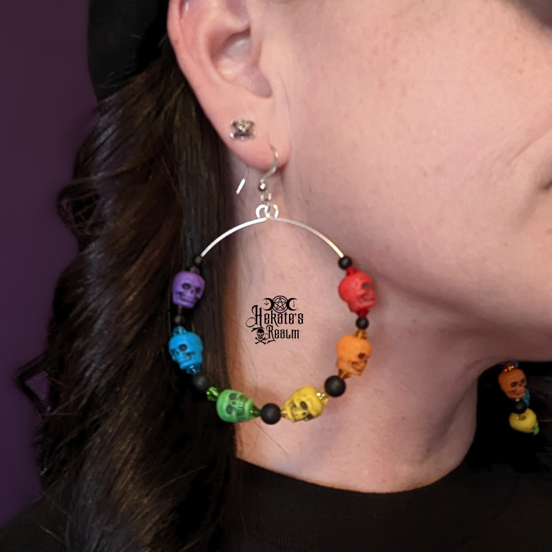 Rainbow Skulls Hoops