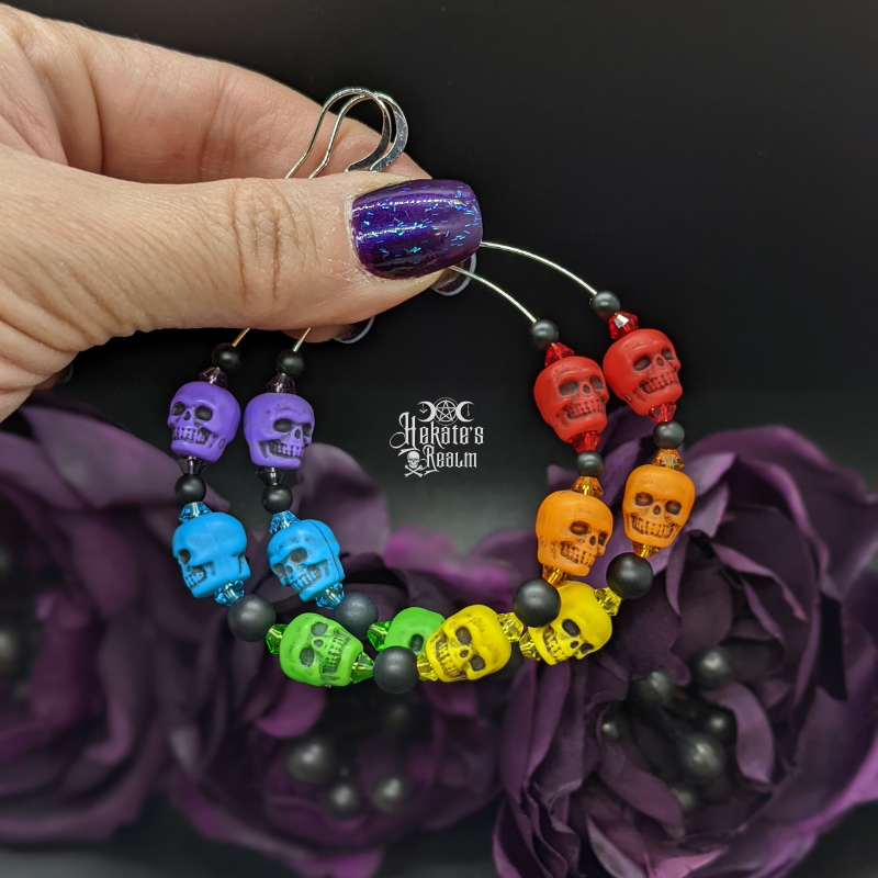 Rainbow Skulls Hoops