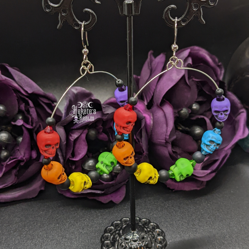 Rainbow Skulls Hoops