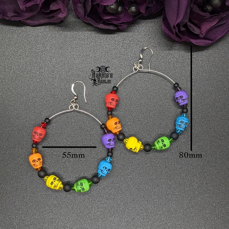 Rainbow Skulls Hoops