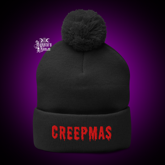 Creepmas Pom Beanie | Red Puff Embroidery