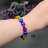Rainbow Jade & Obsidian Bracelet