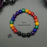 Rainbow Jade & Obsidian Bracelet