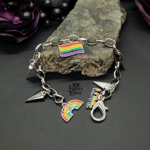 Rainbow Spiked Rolo Bracelet