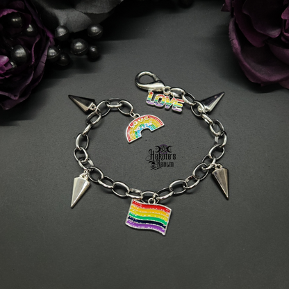 Rainbow Spiked Rolo Bracelet