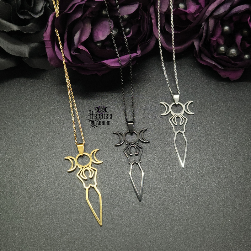 Triple Moon Goddess Necklace