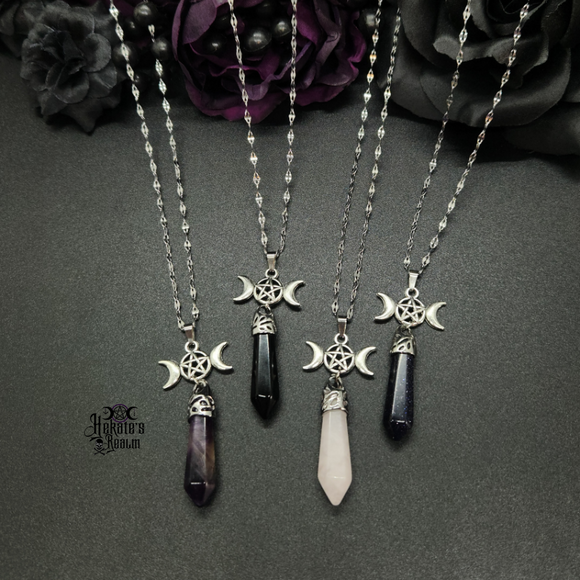 Triple Moon Crystal Necklace