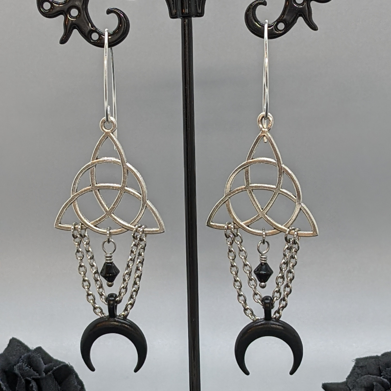 Black Moon Triquetra Earrings