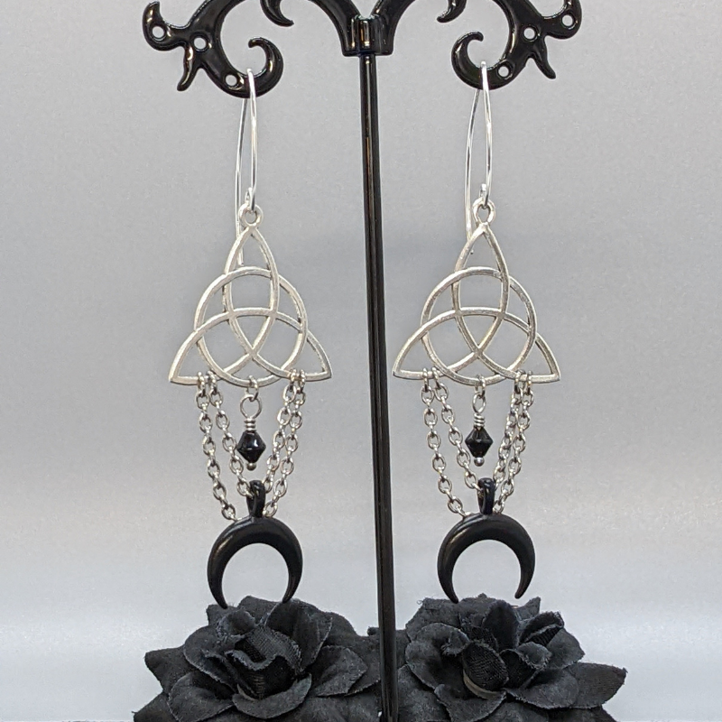 Black Moon Triquetra Earrings