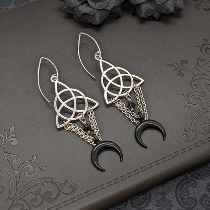 Black Moon Triquetra Earrings