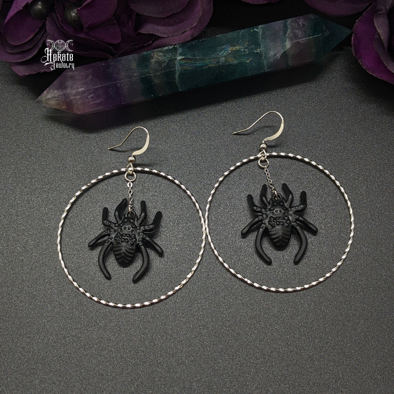 Black Spider Hoops