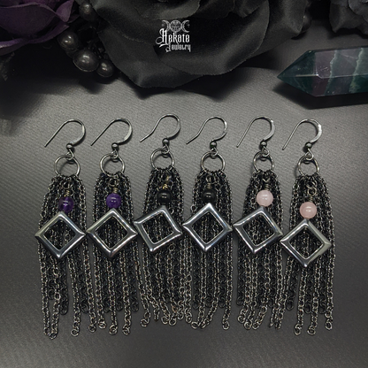 Hematite Chain Tassel Earrings