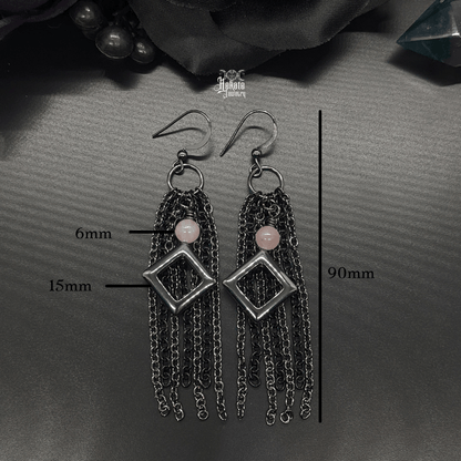 Hematite Chain Tassel Earrings