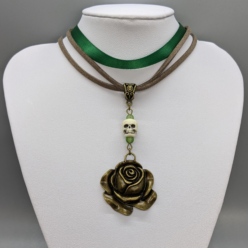 Layered Skull Rose Choker